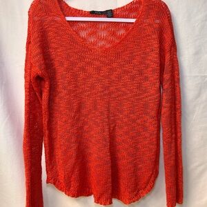 RDI Burnt Orange Sheer V-Neck Sweater Large